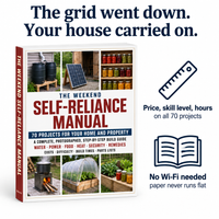 The Weekend Self-Reliance Manual paperback. The grid went down, your house carried on. Price, skill level and hours on all 70 projects.